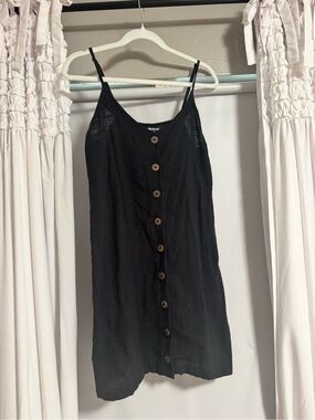 Rip Curl Never Worn Black Button-Front Spaghetti Strap Mini Dress